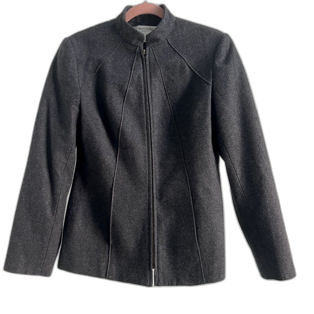 Harve Benard Gray Wool Zip Up Coat Women’s Size 6 Classic Tailored Vintage